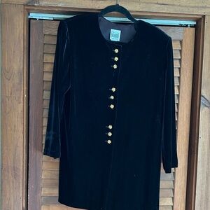 Vintage R&M Richard’s by Karen Kwong Black Velvet Jacket with Gold Floral Button